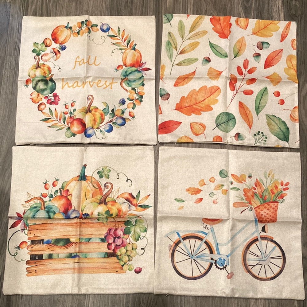 Set of 4 Fall Pillow Covers - 17”